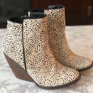 Cowhide white and brown booties